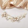 imageSWEETV Gold Bridal Headpieces for Bride Flower Wedding Headband Hair Vine Crystal Hair Pieces for WomenGold