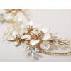 imageSWEETV Gold Bridal Headpieces for Bride Flower Wedding Headband Hair Vine Crystal Hair Pieces for WomenGold