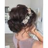 imageSWEETV Gold Bridal Headpieces for Bride Flower Wedding Headband Hair Vine Crystal Hair Pieces for WomenGold