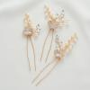 imageSWEETV Hair Pins 3Pcs Bridal Hair Accessories Pearl Bride Wedding Hair Pins Leaf Bridal Head Piece Rhinestones Gold Hair Jewelry for Women and GirlsGold02