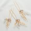 imageSWEETV Hair Pins 3Pcs Bridal Hair Accessories Pearl Bride Wedding Hair Pins Leaf Bridal Head Piece Rhinestones Gold Hair Jewelry for Women and GirlsGold02