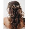 imageSWEETV Hair Pins 3Pcs Bridal Hair Accessories Pearl Bride Wedding Hair Pins Leaf Bridal Head Piece Rhinestones Gold Hair Jewelry for Women and GirlsGold01