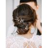 imageSWEETV Hair Pins 3Pcs Bridal Hair Accessories Pearl Bride Wedding Hair Pins Leaf Bridal Head Piece Rhinestones Gold Hair Jewelry for Women and GirlsGold02