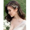 imageSWEETV Hair Pins 3Pcs Bridal Hair Accessories Pearl Bride Wedding Hair Pins Leaf Bridal Head Piece Rhinestones Gold Hair Jewelry for Women and GirlsGold01