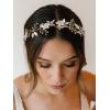 imageSWEETV Handmade Bridal Headband Flower Wedding Hair Accessories for Brides Hair Pieces Gold Flower Girl HeadpiecesGold