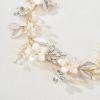 imageSWEETV Handmade Bridal Headband Flower Wedding Hair Accessories for Brides Hair Pieces Gold Flower Girl HeadpiecesGold