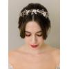 imageSWEETV Handmade Bridal Headband Flower Wedding Hair Accessories for Brides Hair Pieces Gold Flower Girl HeadpiecesGold
