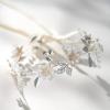 imageSWEETV Handmade Bridal Headband Flower Wedding Hair Accessories for Brides Hair Pieces Gold Flower Girl HeadpiecesSilver