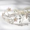 imageSWEETV Handmade Bridal Headband Flower Wedding Hair Accessories for Brides Hair Pieces Gold Flower Girl HeadpiecesSilver