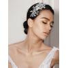 imageSWEETV Handmade Pearl Wedding Headbands for Women Silver Rhinestone Hair Band Bridal Headpieces for Bride Hair Jewelry Accessories