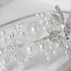 imageSWEETV Handmade Pearl Wedding Headbands for Women Silver Rhinestone Hair Band Bridal Headpieces for Bride Hair Jewelry Accessories