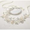 imageSWEETV Handmade Rhinestone Wedding Headband FlowerLeaf Bridal Headpieces for Wedding Pearl Hair Accessories SilverSilver