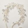 imageSWEETV Handmade Rhinestone Wedding Headband FlowerLeaf Bridal Headpieces for Wedding Pearl Hair Accessories SilverSilver