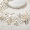 imageSWEETV Handmade Rhinestone Wedding Headband FlowerLeaf Bridal Headpieces for Wedding Pearl Hair Accessories SilverSilver