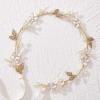 imageSWEETV Handmade Wedding Headband FlowerLeaf Bridal Headpieces for Wedding Hair Accessories Brides Hair Pieces Gold