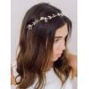 imageSWEETV Handmade Wedding Headband FlowerLeaf Bridal Headpieces for Wedding Hair Accessories Brides Hair Pieces Gold