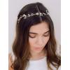 imageSWEETV Handmade Wedding Headband FlowerLeaf Bridal Headpieces for Wedding Hair Accessories Brides Hair Pieces Gold