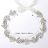 imageSWEETV Leaf Wedding Headpieces for Bride Flower Girl Gold Bridal Headband with Rhinestones Women Handmade Hair AccessoriesSilver