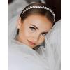 imageSWEETV Pearl Bridal Headband Handmade Wedding Headbands for Women Silver Rhinestone Hair Band Bridal Headpieces for Wedding Hair Jewelry AccessoriesSilver