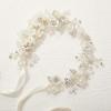 imageSWEETV Pearl Bridal Headband Sliver Wedding Headpieces for Bride Crystal Flower Hair Accessories for Women Girls