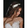 imageSWEETV Pearl Bridal Headband Sliver Wedding Headpieces for Bride Crystal Flower Hair Accessories for Women Girls