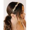 imageSWEETV Rhinestone Bridal Headband Crystal Tiara for Women Pearl Wedding Headpieces for Bride Hair Accessories for Prom Birthday PartyGold