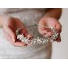 imageSWEETV Rhinestone Bridal Headband Crystal Tiara for Women Pearl Wedding Headpieces for Bride Hair Accessories for Prom Birthday PartySilver