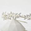 imageSWEETV Rhinestone Bridal Headband Crystal Tiara for Women Pearl Wedding Headpieces for Bride Hair Accessories for Prom Birthday PartySilver
