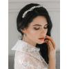 imageSWEETV Rhinestone Bridal Headband Crystal Tiara for Women Pearl Wedding Headpieces for Bride Hair Accessories for Prom Birthday PartySilver