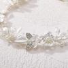 imageSWEETV Sliver FlowerLeaf Bridal Headpieces for Wedding Headband Bride Hair Pieces Crystal Flower Girl Hair Accessories