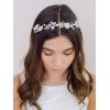 imageSWEETV Sliver FlowerLeaf Bridal Headpieces for Wedding Headband Bride Hair Pieces Crystal Flower Girl Hair Accessories