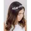 imageSWEETV Sliver FlowerLeaf Bridal Headpieces for Wedding Headband Bride Hair Pieces Crystal Flower Girl Hair Accessories