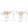 imageSWEETV Wedding Bride Pearl Hair Side Comb Rhinestone Hair Clips Pins Headpiece Vintage Hair Accessories Jewelry for Brides Bridesmaids Flower GirlsGold02