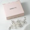 imageSWEETV Wedding Hair Comb Pearl Bride Hair Pins Flower Hair Piece Rhinestone Bridal Hair Accessories for Women and GirlsSliver04