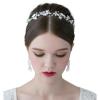 imageSWEETV Bridal Pearl Headband SilverLeaf Crystal Bridal Headpiece Wedding Hair Accessories Jewelry Tiara for Women Diameter 145 cm