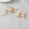 imageSWEETV Hair Pins 3Pcs Bridal Hair Accessories Pearl Bride Wedding Hair Pins Leaf Bridal Head Piece Rhinestones Gold Hair Jewelry for Women and GirlsGold01