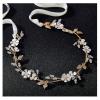imageSWEETV Handmade Wedding Headband FlowerLeaf Bridal Headpieces for Wedding Hair Accessories Brides Hair Pieces Gold