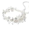 imageSWEETV Pearl Bridal Headband Sliver Wedding Headpieces for Bride Crystal Flower Hair Accessories for Women Girls