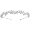 imageSWEETV Rhinestone Bridal Headband Crystal Tiara for Women Pearl Wedding Headpieces for Bride Hair Accessories for Prom Birthday PartySilver