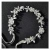 imageSWEETV Sliver FlowerLeaf Bridal Headpieces for Wedding Headband Bride Hair Pieces Crystal Flower Girl Hair Accessories