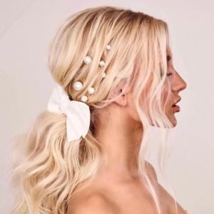 imageSWEETV 18Pcs Pearl Wedding Hair Pins Bridal Hair Pins Set Wedding Hair Accessories for Brides1Gold