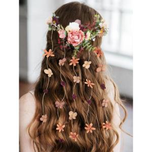 imageSWEETV Flower Bridal Hair Comb Rustic Wedding Hair Vine Headband Boho Wreath Tassel Hoop Floral Headpiece Party Photos Costume Crown Cosplay AccessoriesStyleA