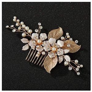 imageSWEETV Gold Bridal Hair ClipFloral Bridal Hair Comb Barrette Flower Hair pieces for Brides WeddingGoldA