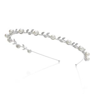 imageSWEETV Pearl Silver Bridal HeadbandSingle Hair Band Tiara Flower Wedding Headpiece Jewelry Bridal Hair Accessoires for WomenSilverSingle Band