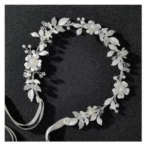 imageSWEETV Sliver FlowerLeaf Bridal Headpieces for Wedding Headband Bride Hair Pieces Crystal Flower Girl Hair Accessories