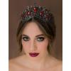 imageSWEETV Gothic Red Tiaras and Crowns for Women Wedding Tiara for Bride Crystal Princess Tiara Ruby Queen Crown Costume Party Hair Accessories for Brithday Prom HalloweenRed