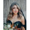 imageSWEETV Gothic Red Tiaras and Crowns for Women Wedding Tiara for Bride Crystal Princess Tiara Ruby Queen Crown Costume Party Hair Accessories for Brithday Prom HalloweenBlack