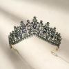 imageSWEETV Gothic Red Tiaras and Crowns for Women Wedding Tiara for Bride Crystal Princess Tiara Ruby Queen Crown Costume Party Hair Accessories for Brithday Prom HalloweenBlack