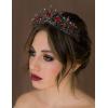 imageSWEETV Gothic Red Tiaras and Crowns for Women Wedding Tiara for Bride Crystal Princess Tiara Ruby Queen Crown Costume Party Hair Accessories for Brithday Prom HalloweenRed