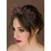 imageSWEETV Gothic Red Tiaras and Crowns for Women Wedding Tiara for Bride Crystal Princess Tiara Ruby Queen Crown Costume Party Hair Accessories for Brithday Prom HalloweenRed